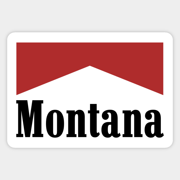 Funny Retro Montana Logo Parody - Montana - Sticker | TeePublic